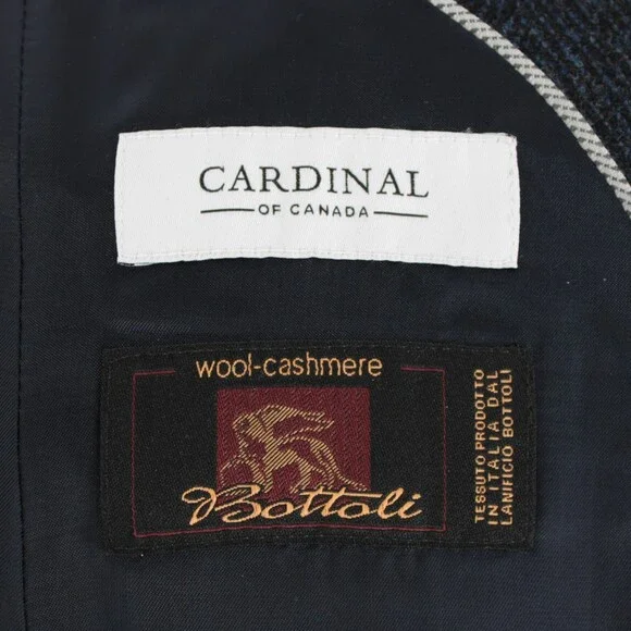 Cardinal of Canada NWT Top Coat Size 40R US Blue & Black Herringbone Wool/Cash